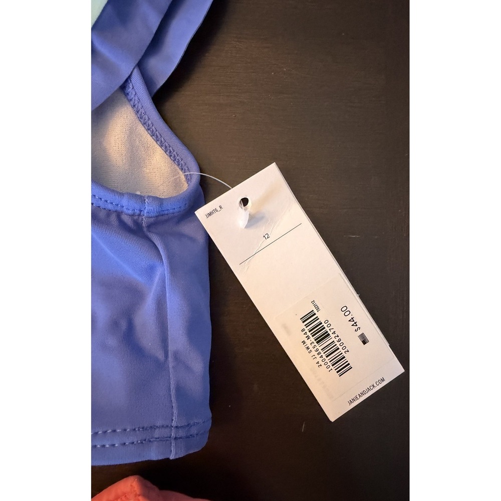 NWT, Janie And Jack Swim Suit, Sz 12 MSRP $44 Ruffle 2 Piece One Shoulder Bikini - Picture 4 of 4